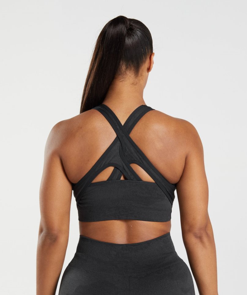 Women's Gymshark Adapt Camo Seamless Sports Bra Black | NZ 9SKGPW